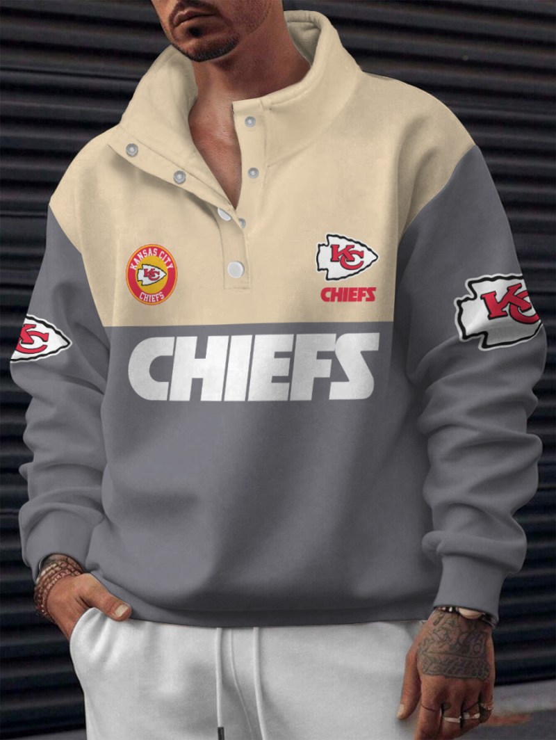Kansas City Chiefs Casual Colorful Stand Collar Sweatshirt