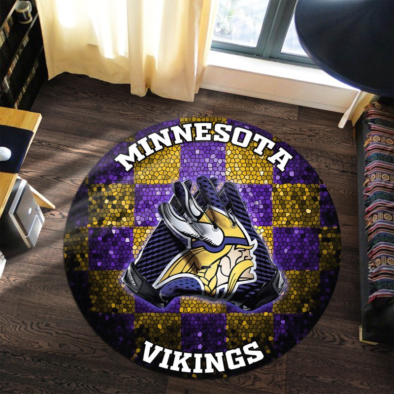 Minnesota Vikings Round Rug Side View