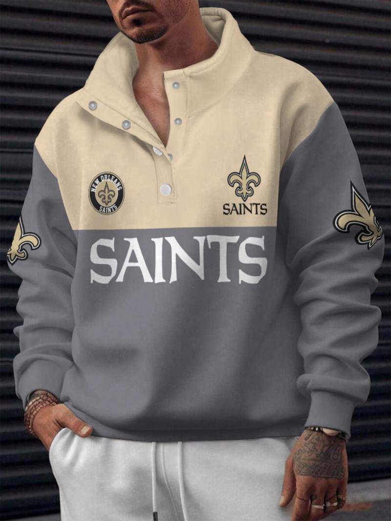 New Orleans Saints Casual Colorful Stand Collar Sweatshirt