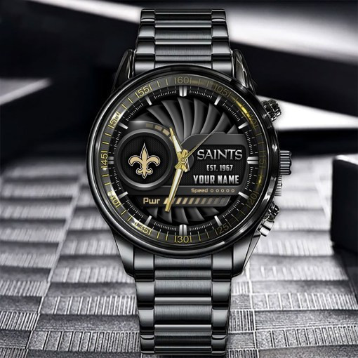New Orleans Saints Black Fashion Watch Close-up
