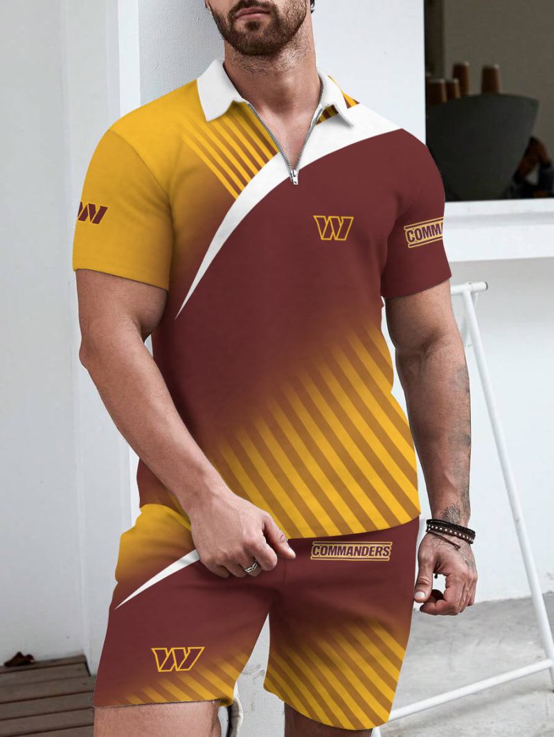 Washington Commanders Limited Edition ZIP Polo Shirt and Shorts