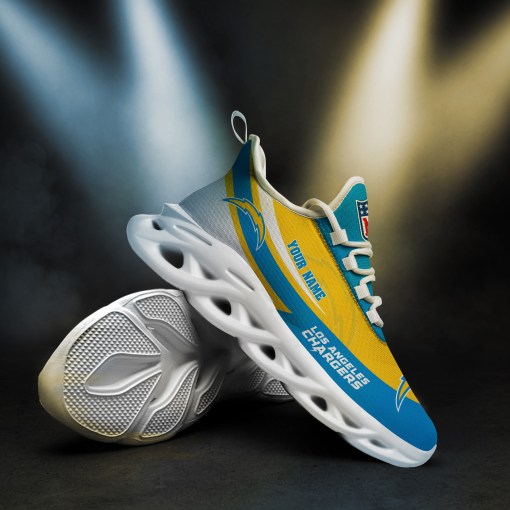 Los Angeles Chargers Personalized Yezy Running Sneakers Side View