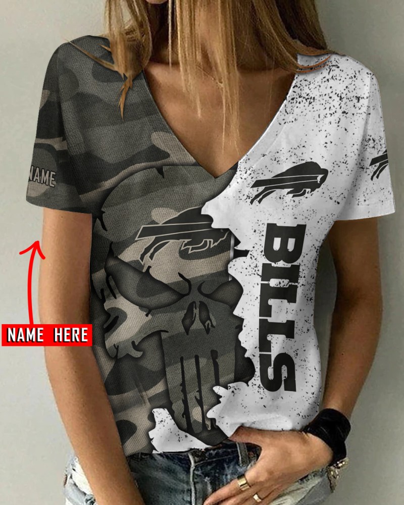 Buffalo Bills Personalized V-neck Women T-shirt