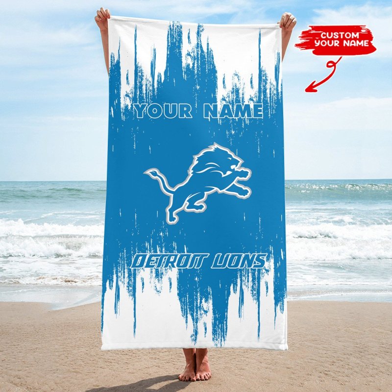Detroit Lions Personalized Beach Towel