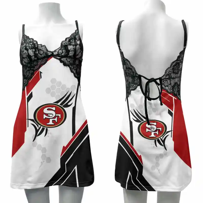 San Francisco 49ers Lace Back Strap Slip Dress