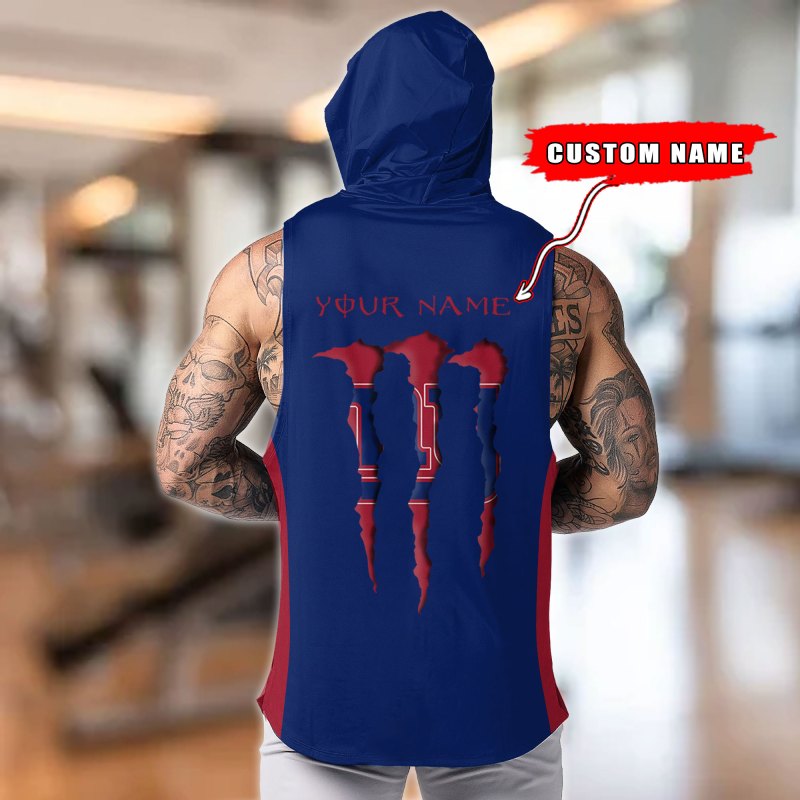 New York Giants Personalized Men's Workout Hooded Tank Top 4