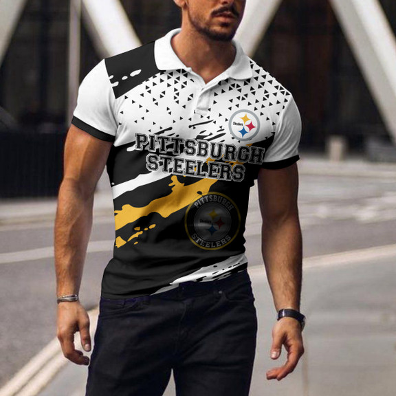 Pittsburgh Steelers Polo T-Shirt Front View