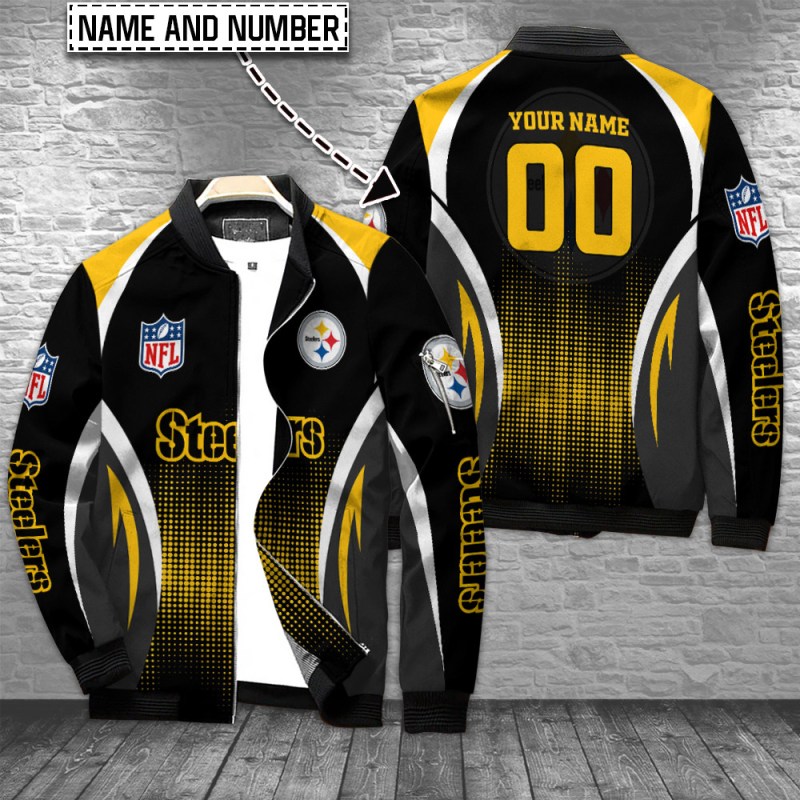 Pittsburgh Steelers Personalized Bomber Jacket Front