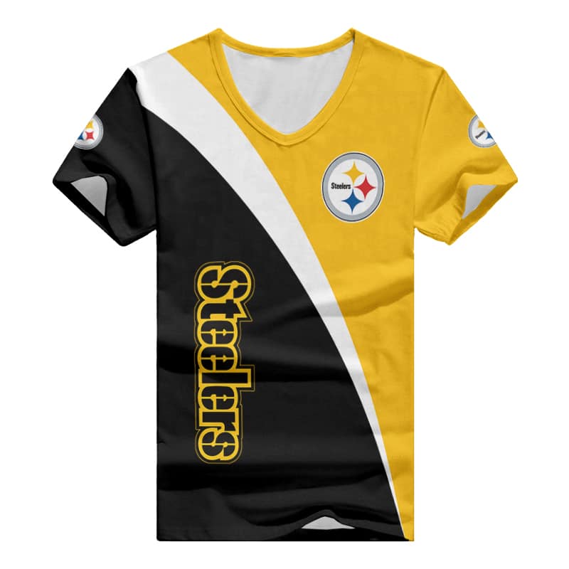 Pittsburgh Steelers Personalized V-neck T-shirt Back View