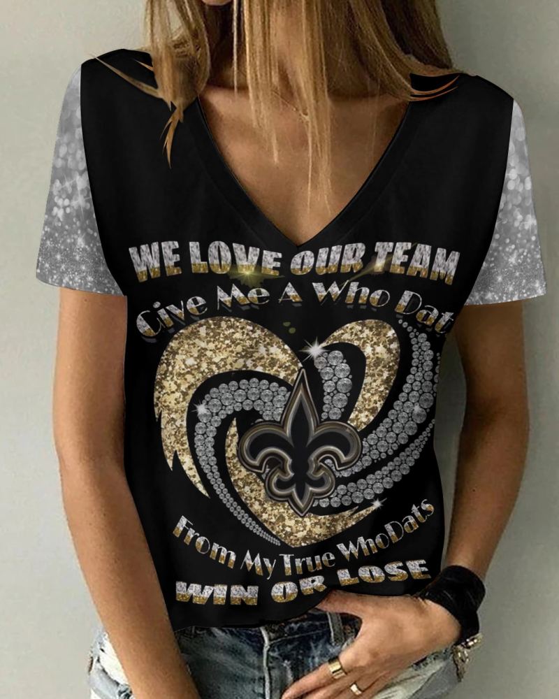 New Orleans Saints V-neck Women T-shirt - Front View