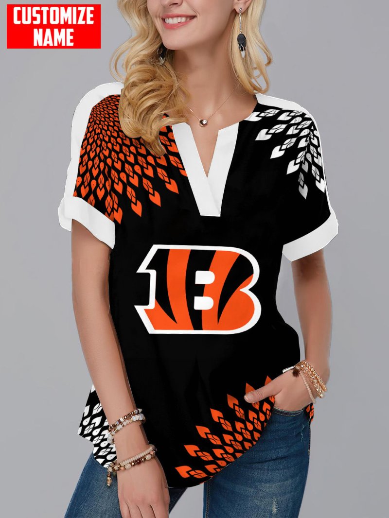 Cincinnati Bengals Personalized Fashion Short Sleeve V-Neck Shirt