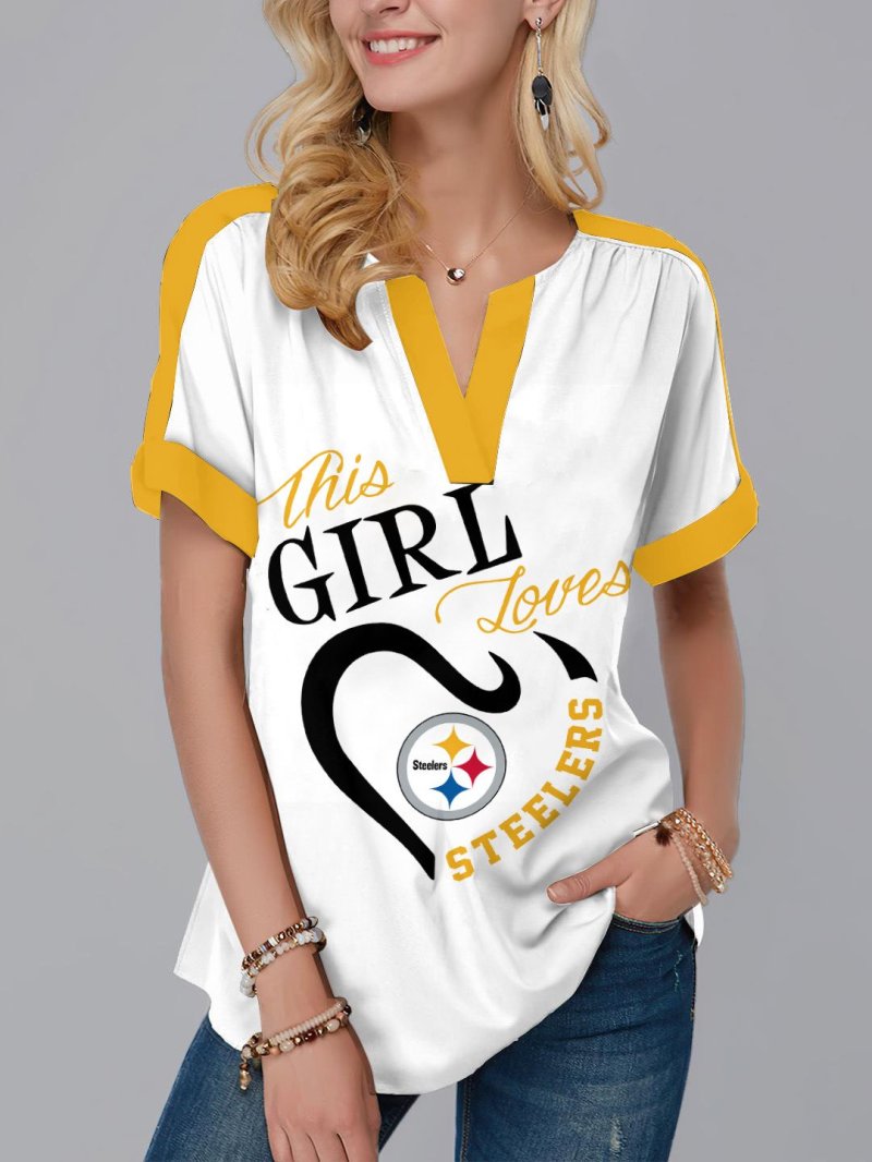 Pittsburgh Steelers Personalized Fashion Short Sleeve V-Neck Shirt