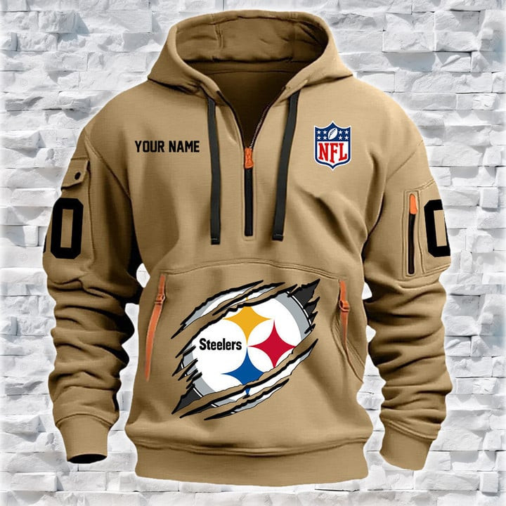 Pittsburgh Steelers Quarter Zip Hoodie Details