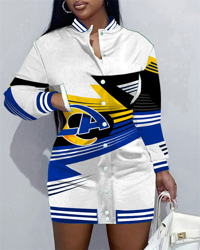 Los Angeles Rams Women Button Down Jacket Dress