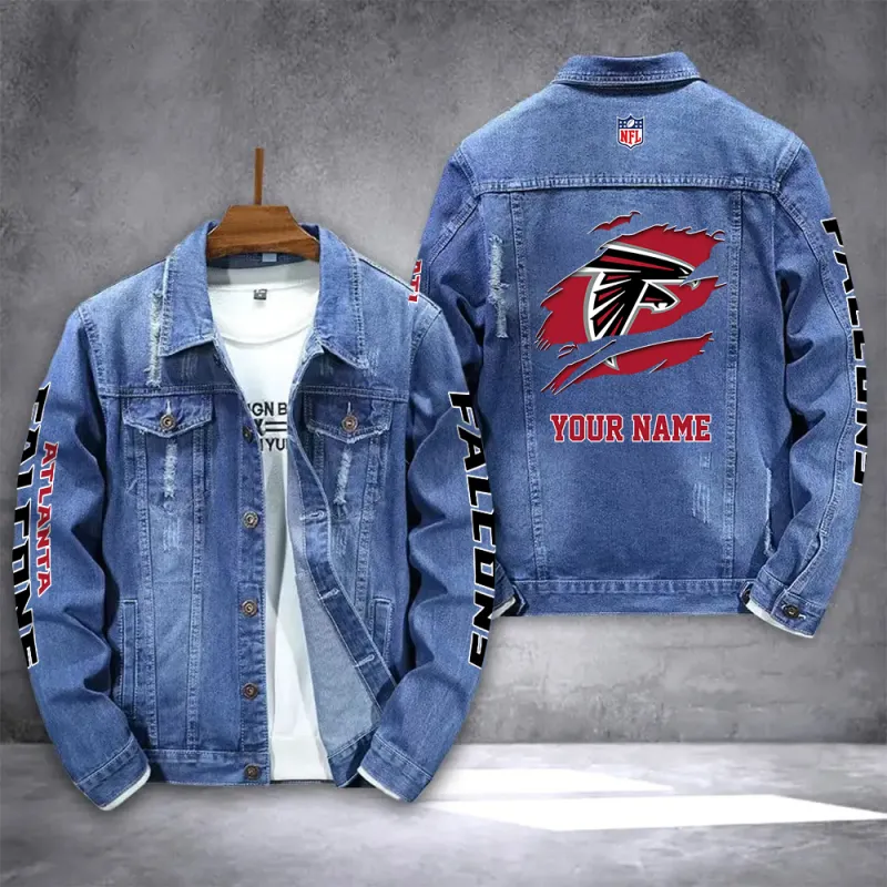 Atlanta Falcons Personalized Denim Jacket - Image 1