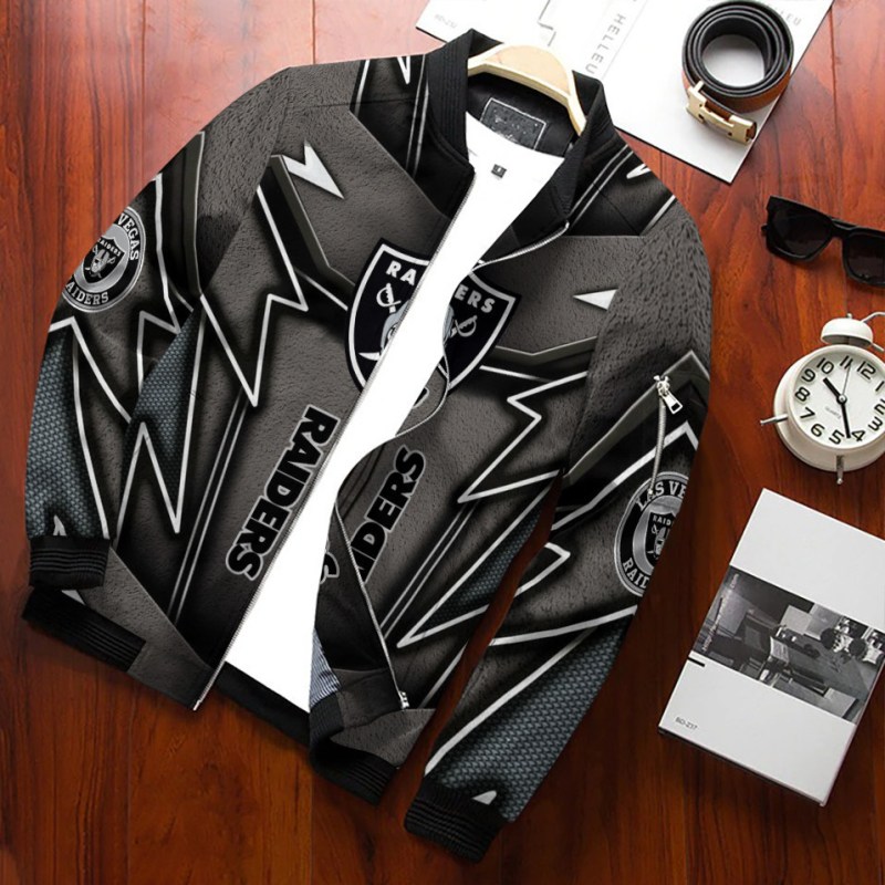Las Vegas Raiders Bomber Jacket Front View