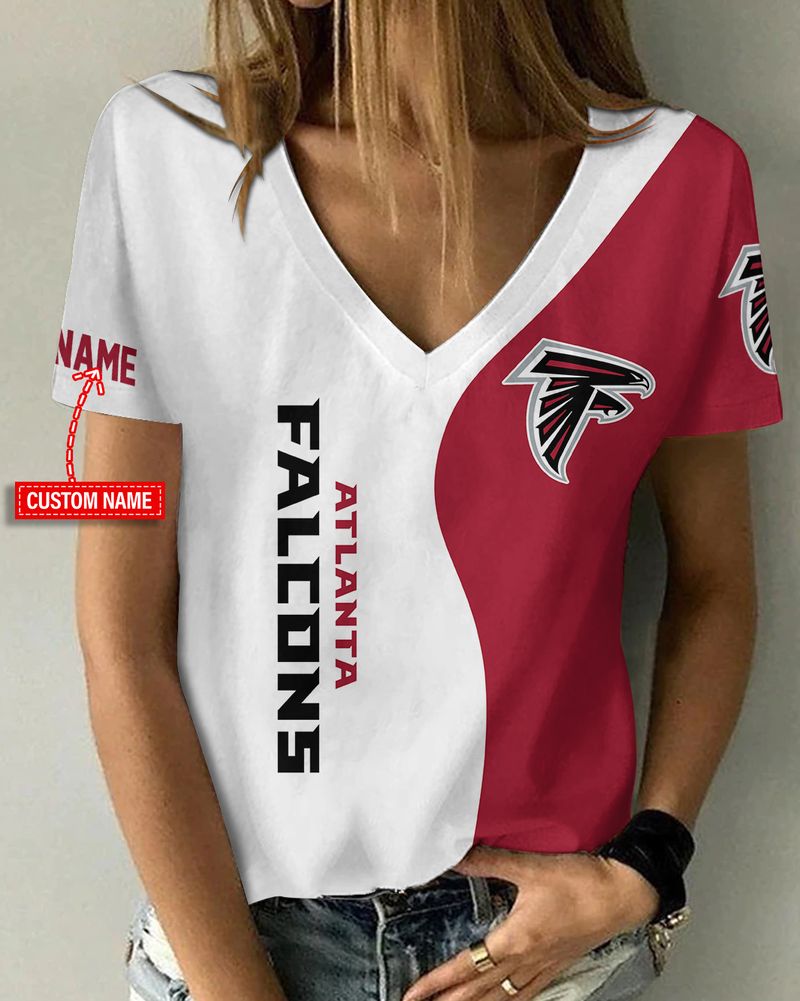Atlanta Falcons Personalized V-neck Women T-shirt Image 1