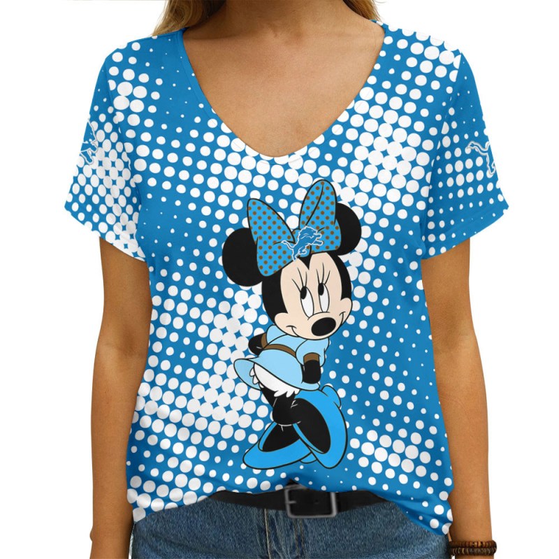 Detroit Lions Summer V-Neck Women T-Shirt