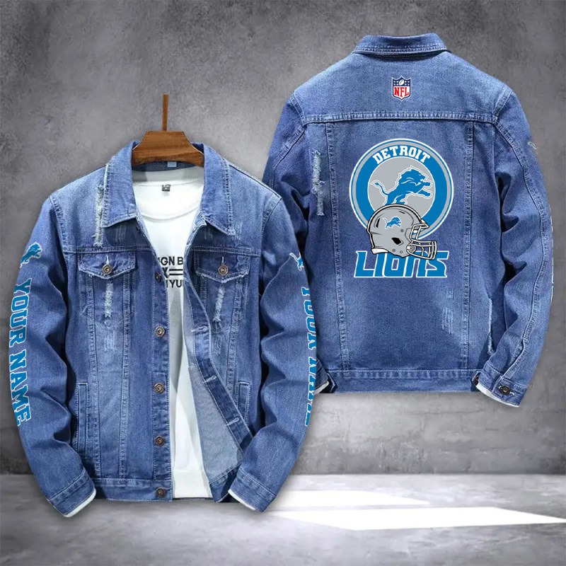 Detroit Lions Denim Jacket Front View