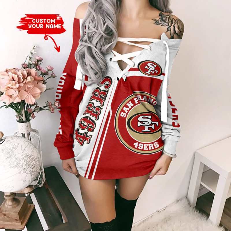 Alternate view of San Francisco 49ers Personalized Lace-Up Sweatshirt