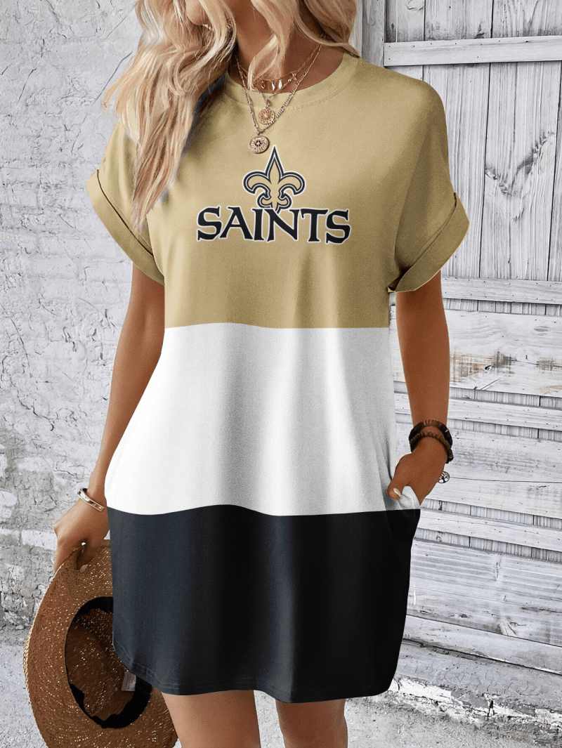 New Orleans Saints Women's Hidden Pocket Batwing Casual Dress