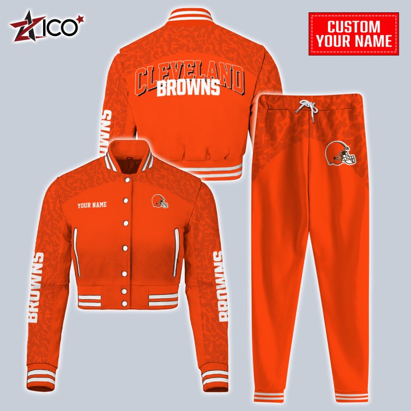 Cleveland Browns Crop Varsity Jacket Full