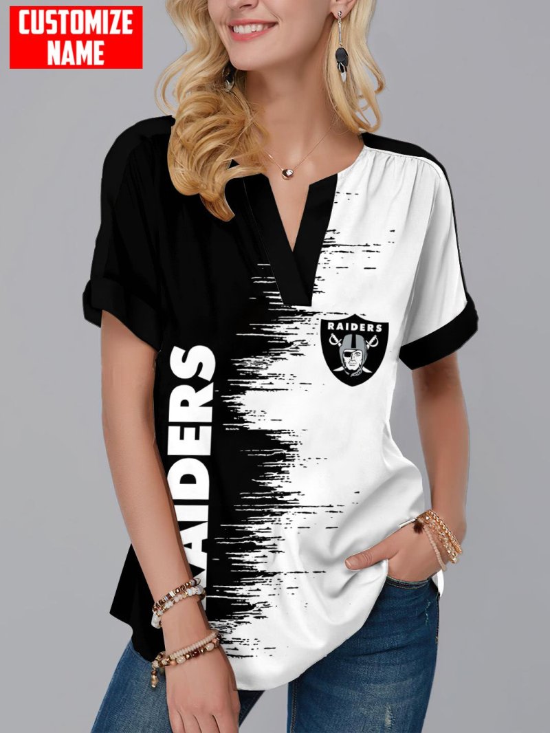 Las Vegas Raiders Personalized Fashion Short Sleeve V-Neck Shirt