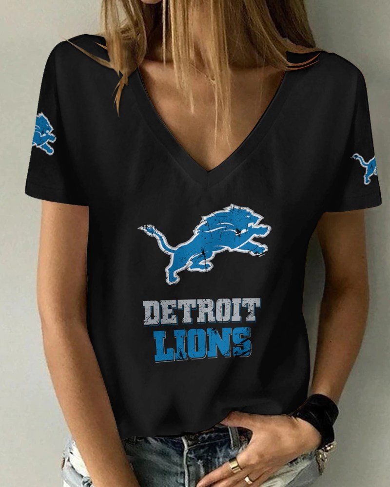 Detroit Lions Personalized V-neck T-shirt