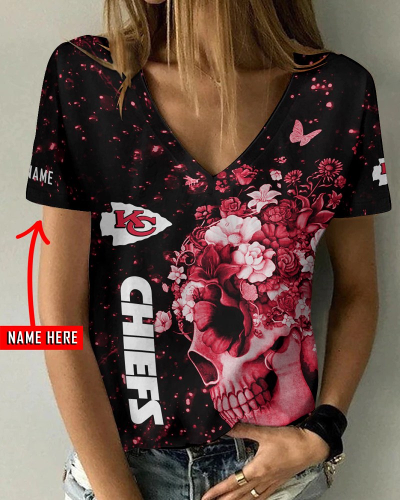 Kansas City Chiefs Personalized Summer V-neck T-shirt