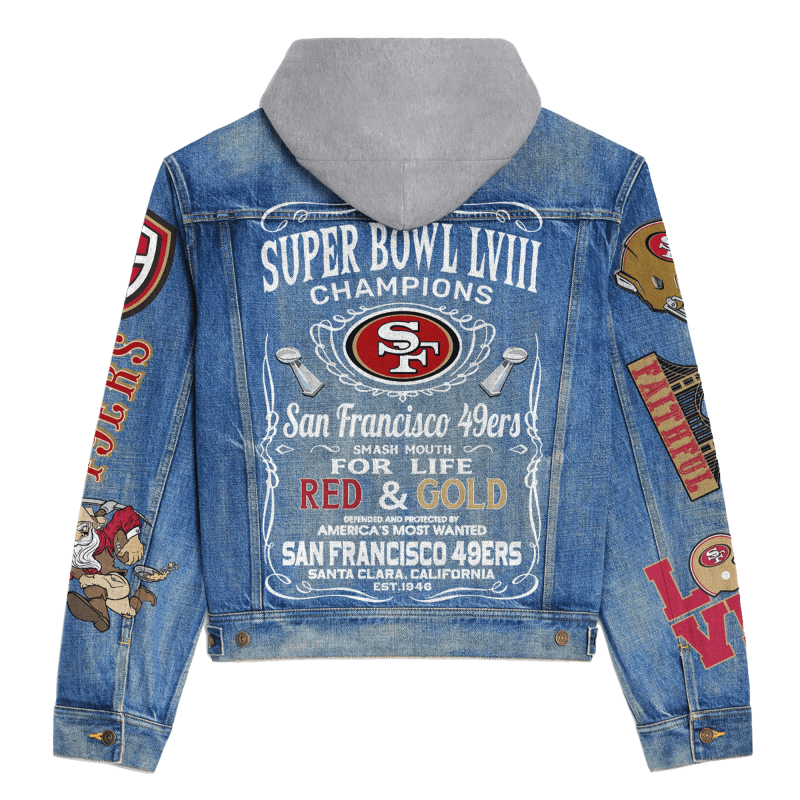 San Francisco 49ers Premium Hooded Denim Jacket Image 2