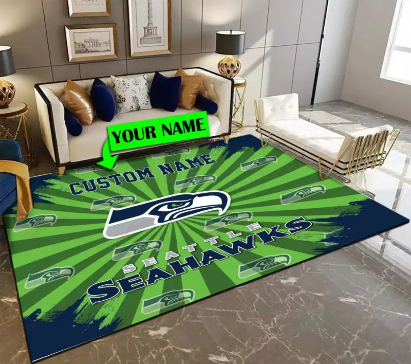 Seattle Seahawks Personalized Premium Rectangle Rug