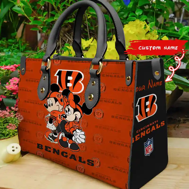 Cincinnati Bengals Personalized Leather Hand Bag