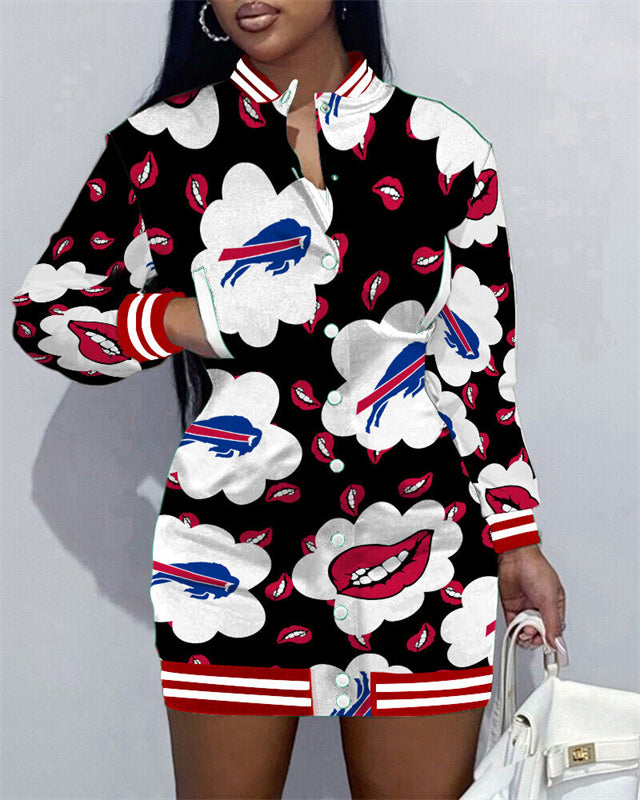 Buffalo Bills Women Button Down Jacket Dress