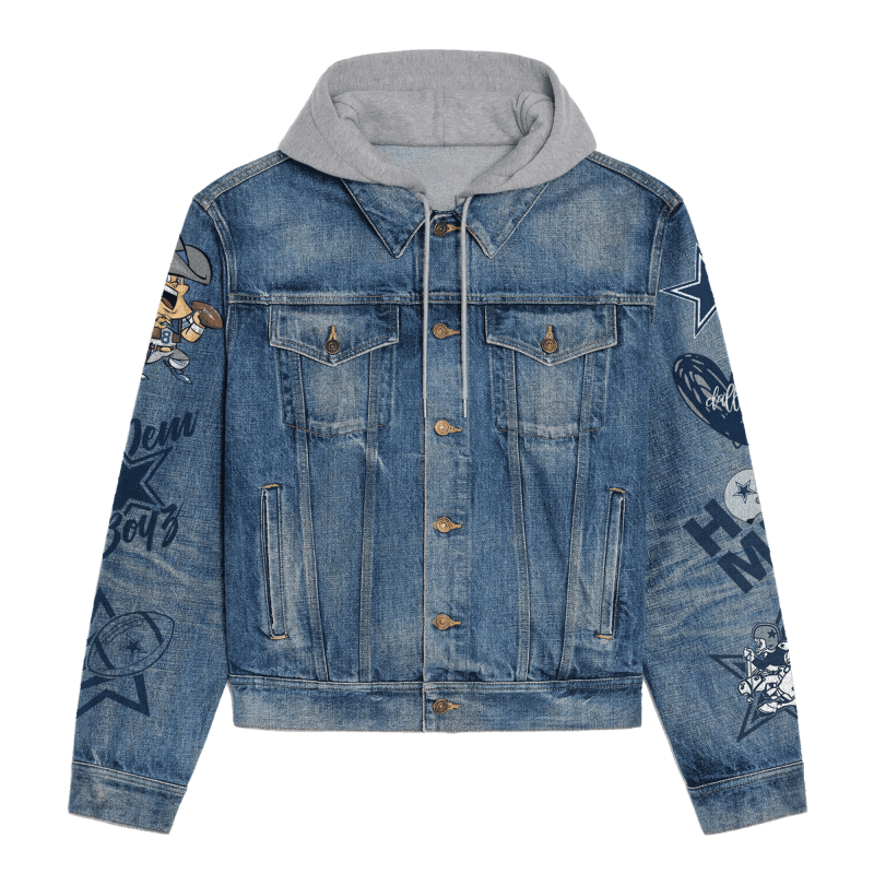 Dallas Cowboys Hooded Denim Jacket Back Design