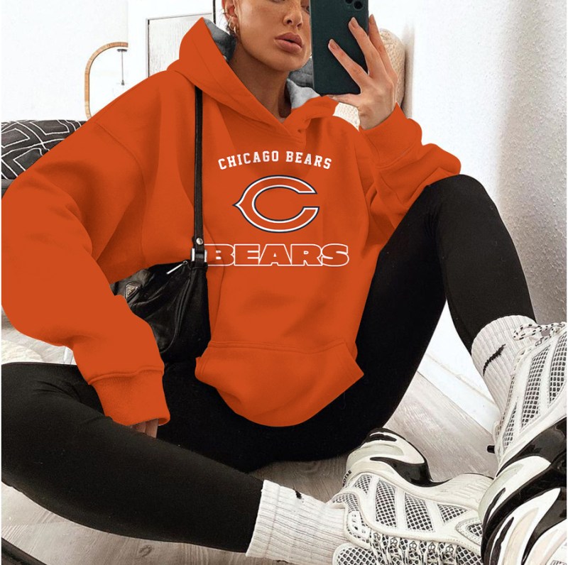 Chicago Bears Printed Hooded Pocket Pullover Hoodie