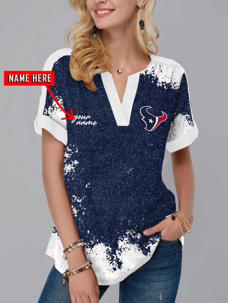 Houston Texans Personalized Fashion Short Sleeve V-Neck Shirt