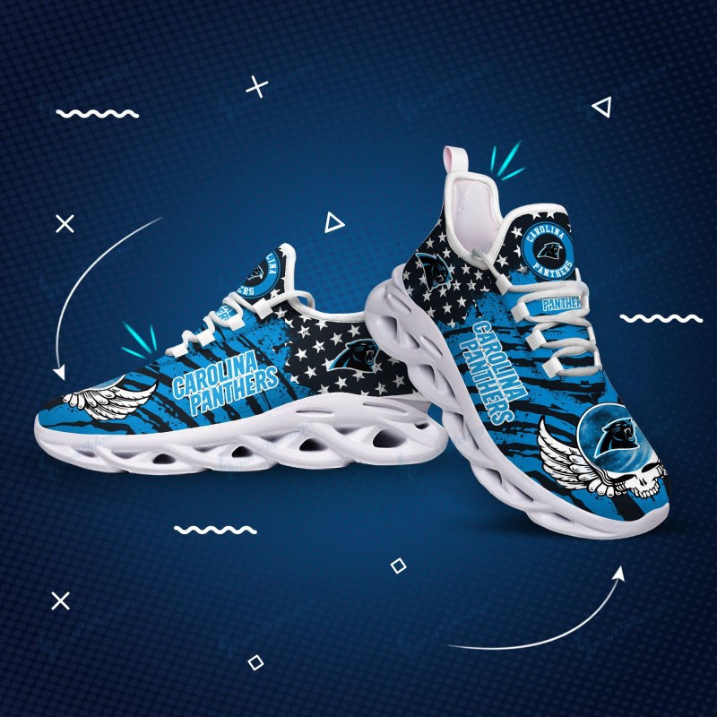 Carolina Panthers Yezy Running Sneakers Back View