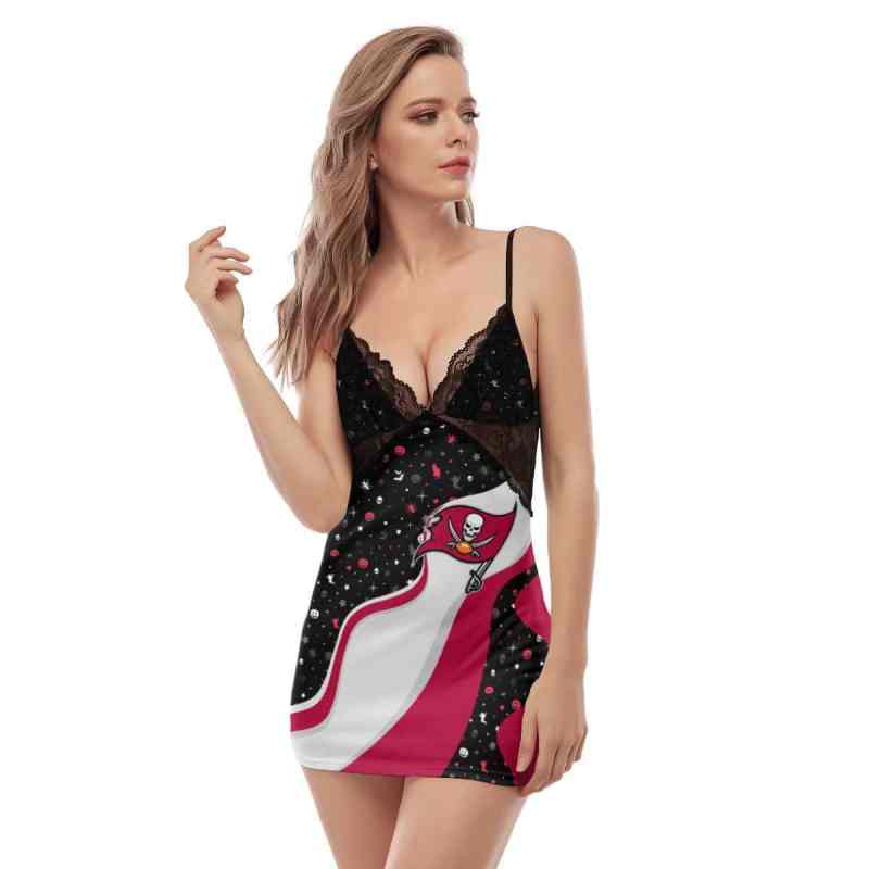 Tampa Bay Buccaneers Halloween Lace Back Strap Slip Dress - On Model