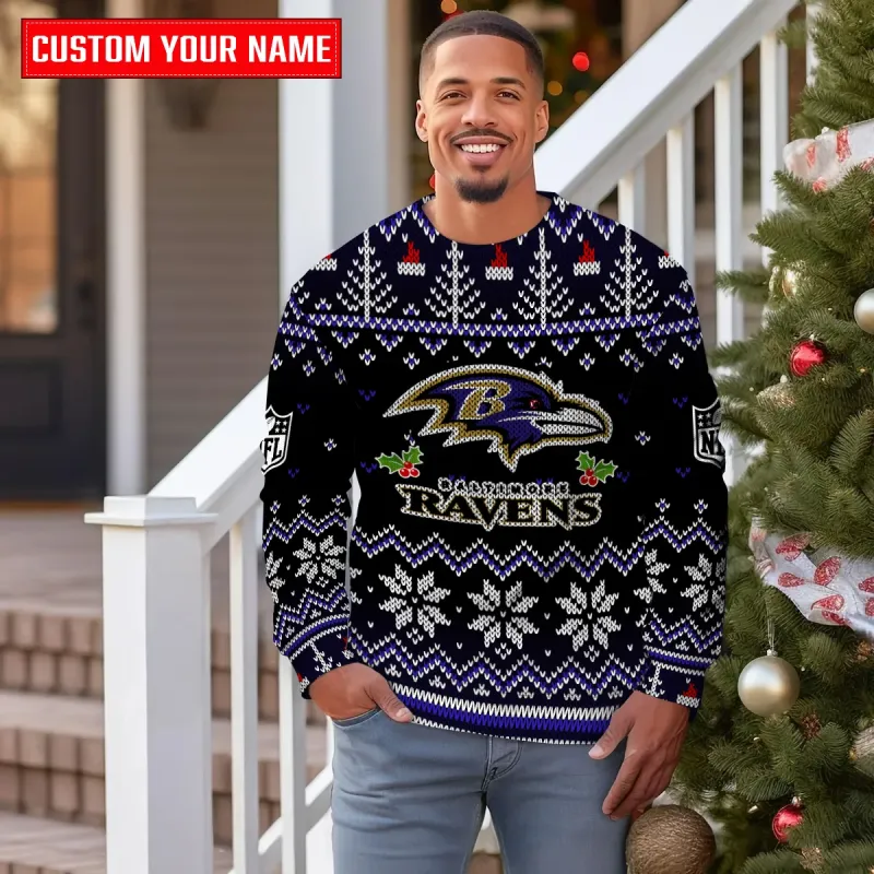 Baltimore Ravens Ugly Christmas Sweater Outdoor View