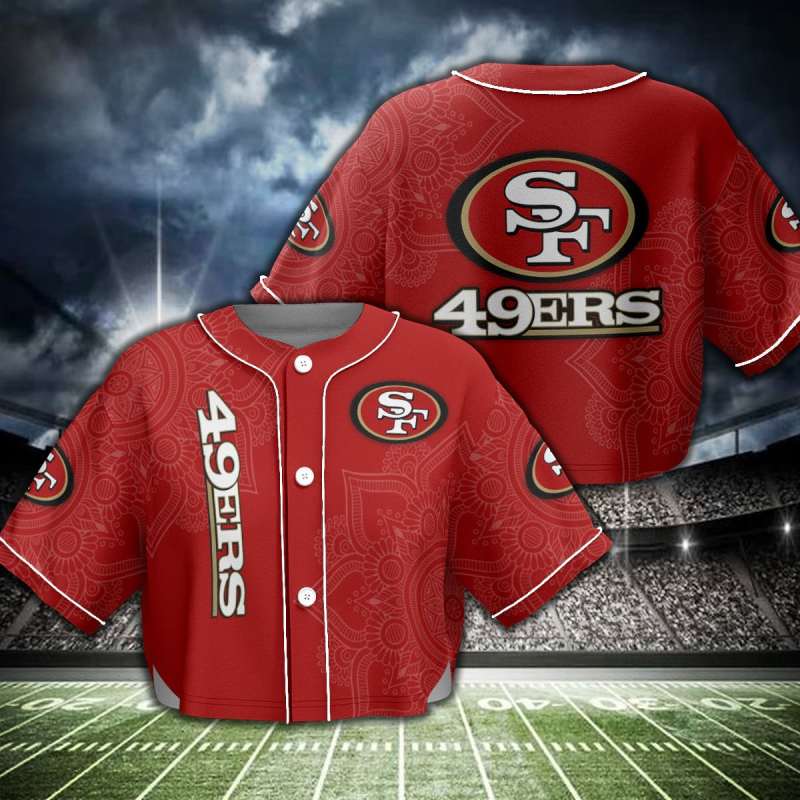 San Francisco 49ers Crop Top Baseball Jersey