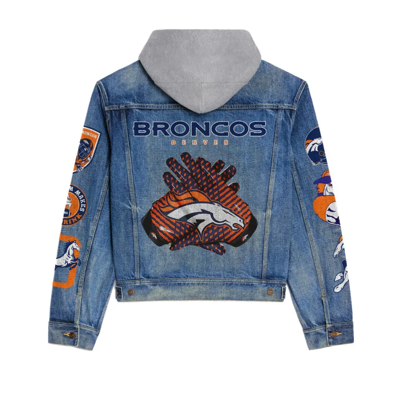 Denver Broncos Hooded Denim Jacket - Detailed View