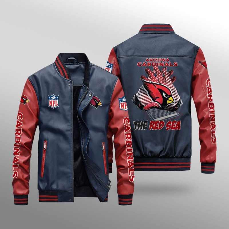 Arizona Cardinals Leather Bomber Jacket Back