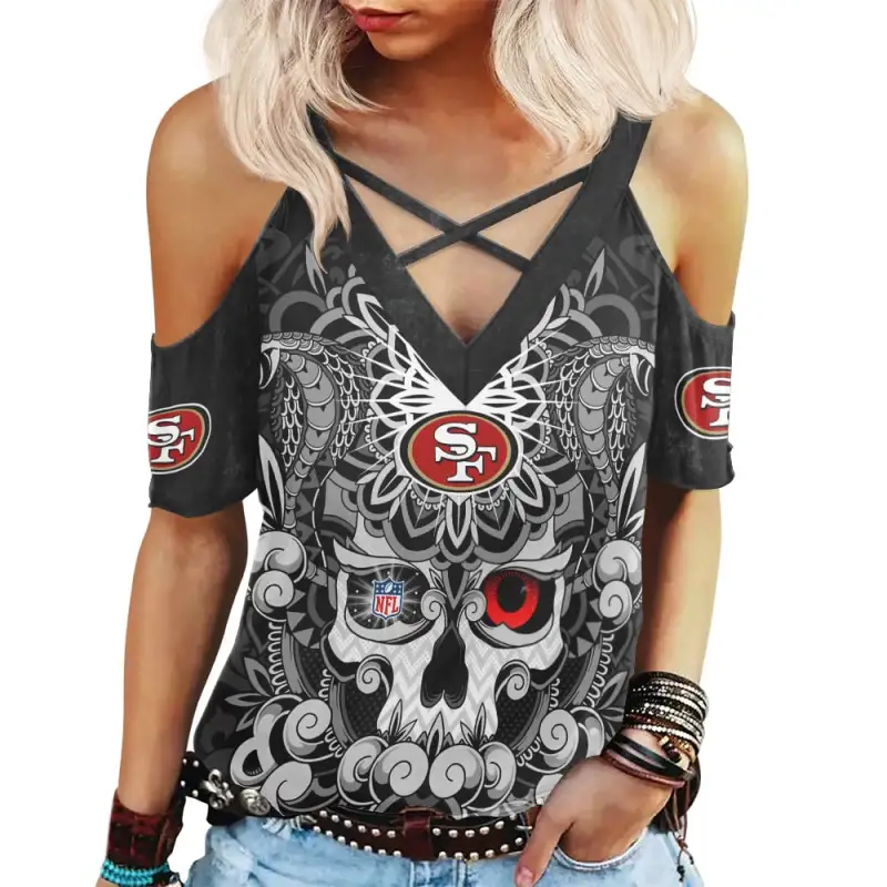 San Francisco 49ers Miss Hollow Out Blouse Shirt