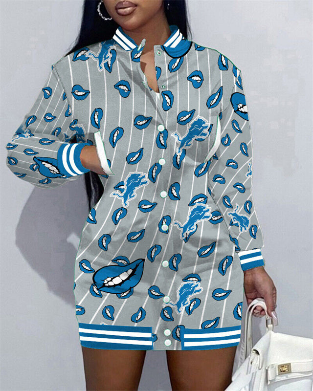 Detroit Lions Women Button Down Jacket Dress