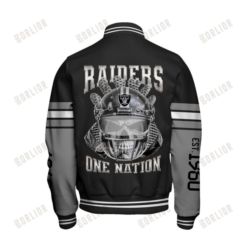 Las Vegas Raiders Varsity Jacket Back View