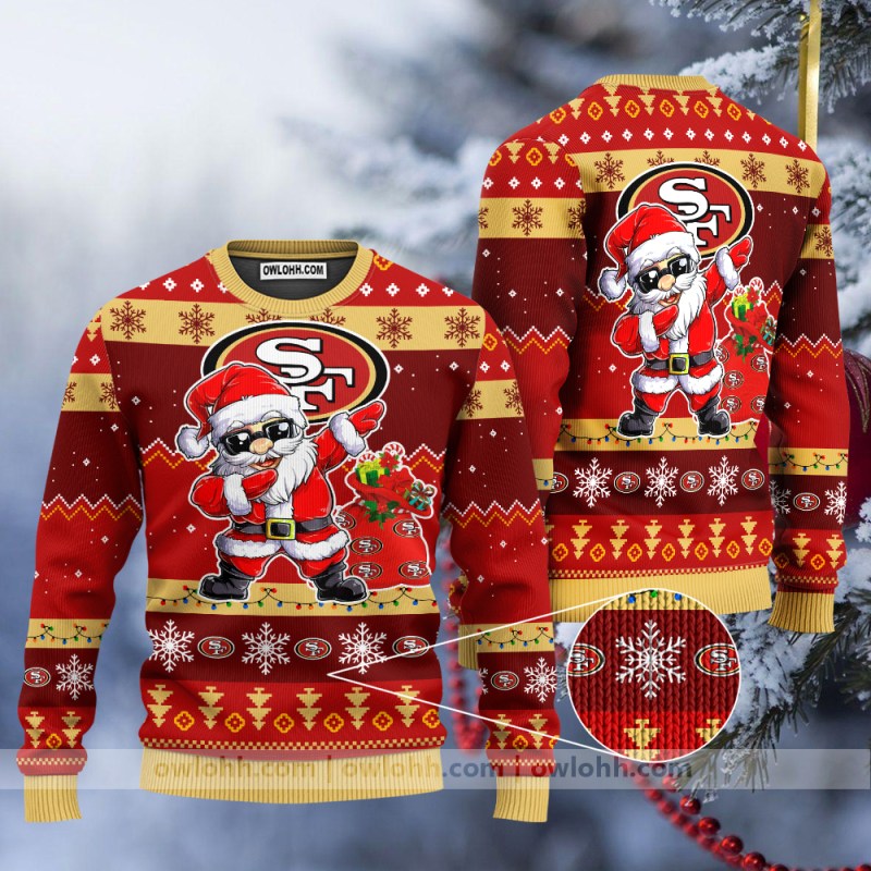 San Francisco 49ers Dabbing Santa Claus Sweater Image 4