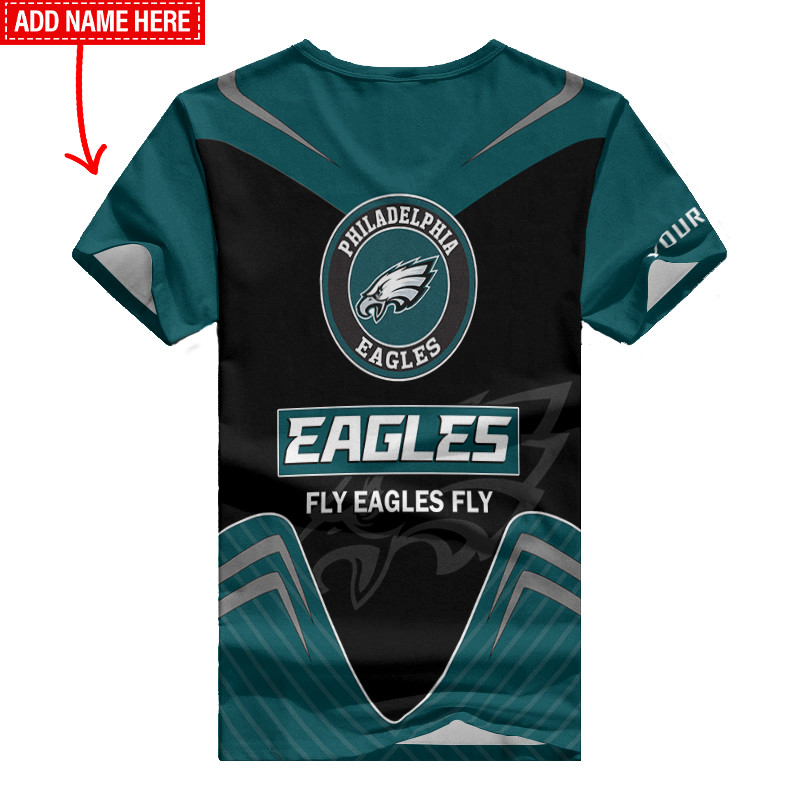 Philadelphia Eagles Personalized Summer V-neck Women T-shirt Back View