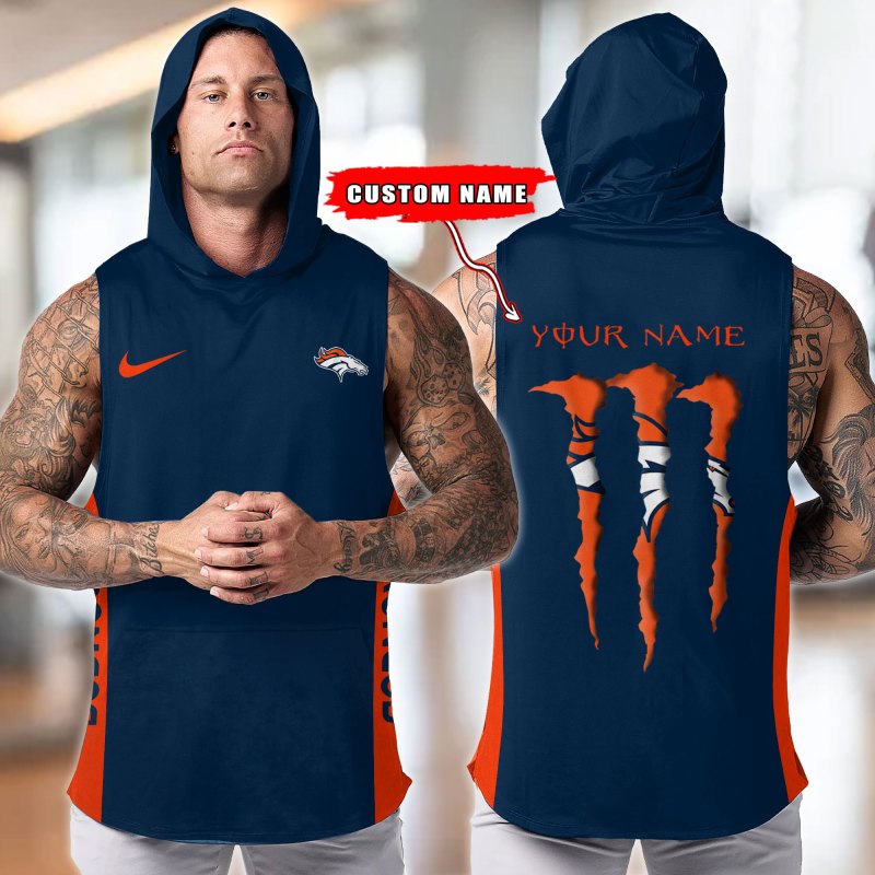 Back View Denver Broncos Hooded Tank Top