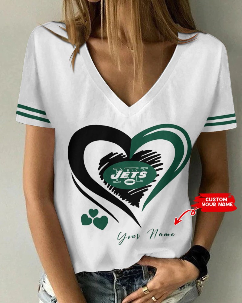 New York Jets Personalized Summer V-neck Women’s T-shirt