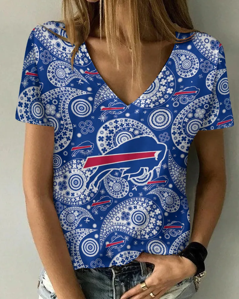 Buffalo Bills Summer V-neck Women T-shirt